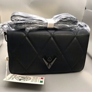 Valentino Orlandi Vegan Leather Quilted Crossbody Bag